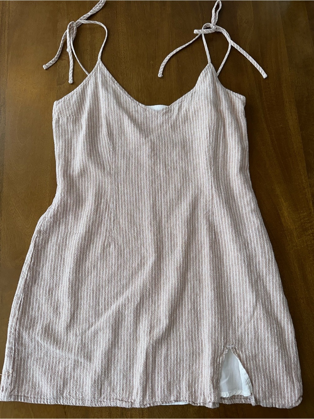 Tie-Shoulder Stripe Sundress in Light Pink - Abercrombie & Fitch